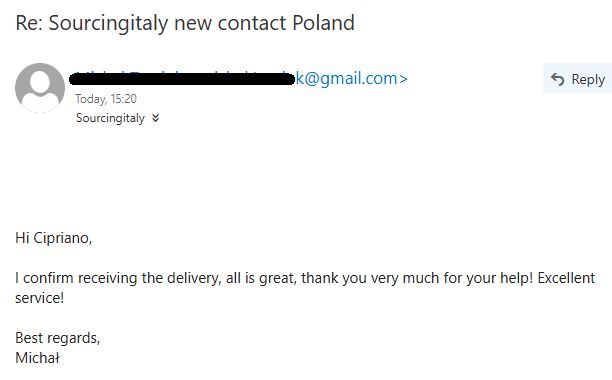 Poland Forwarding From Italy 595